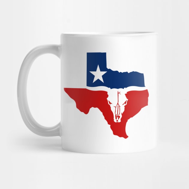 Texas Longhorn Skull With State Flag by TextTees